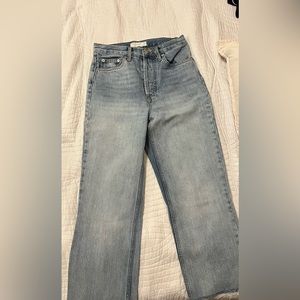 Topshop straight leg jeans light wash, button fly, size 28